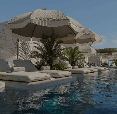 Plunge Pools with Lounging Enclaves