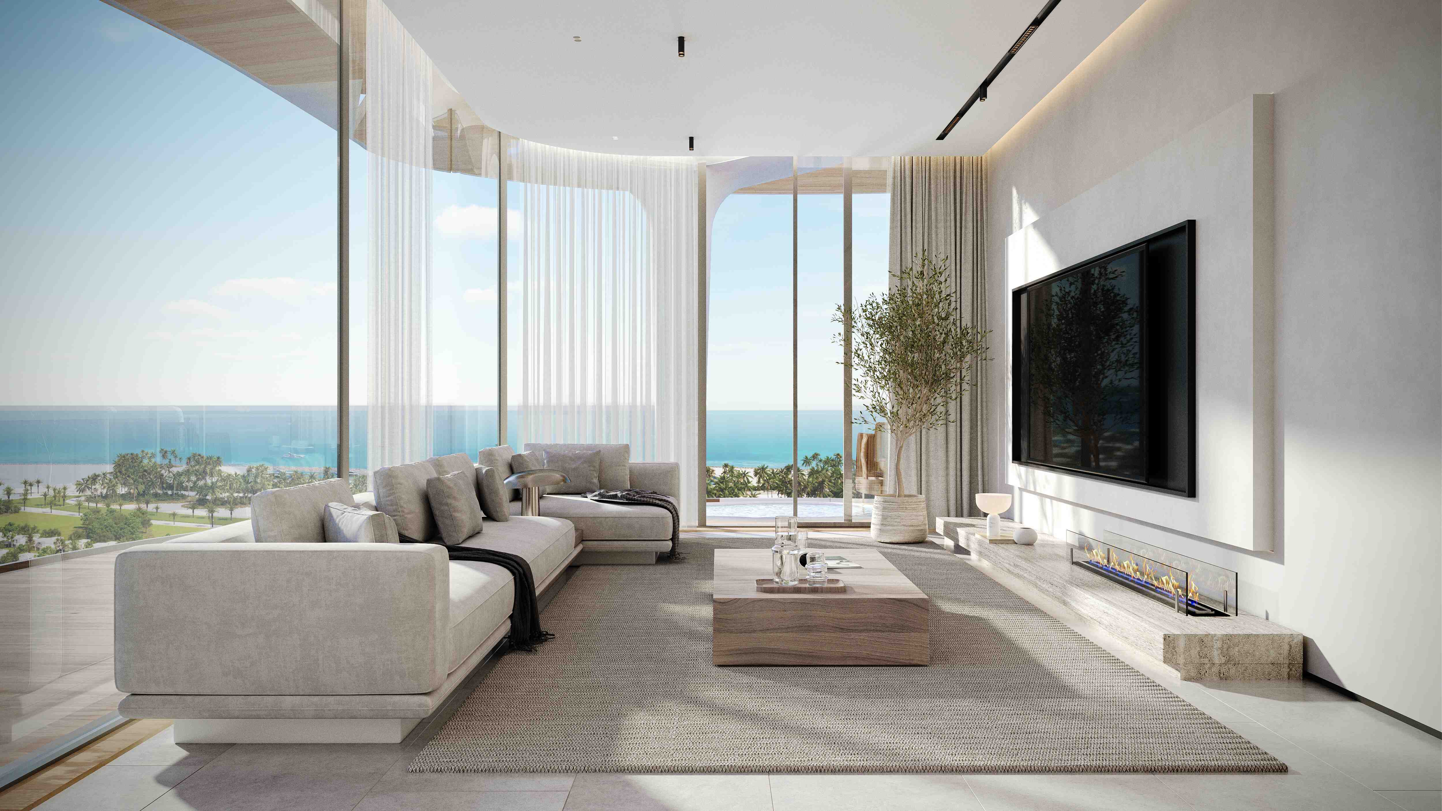 2 Bedroom Apartment living room at AGUA with stylish decor