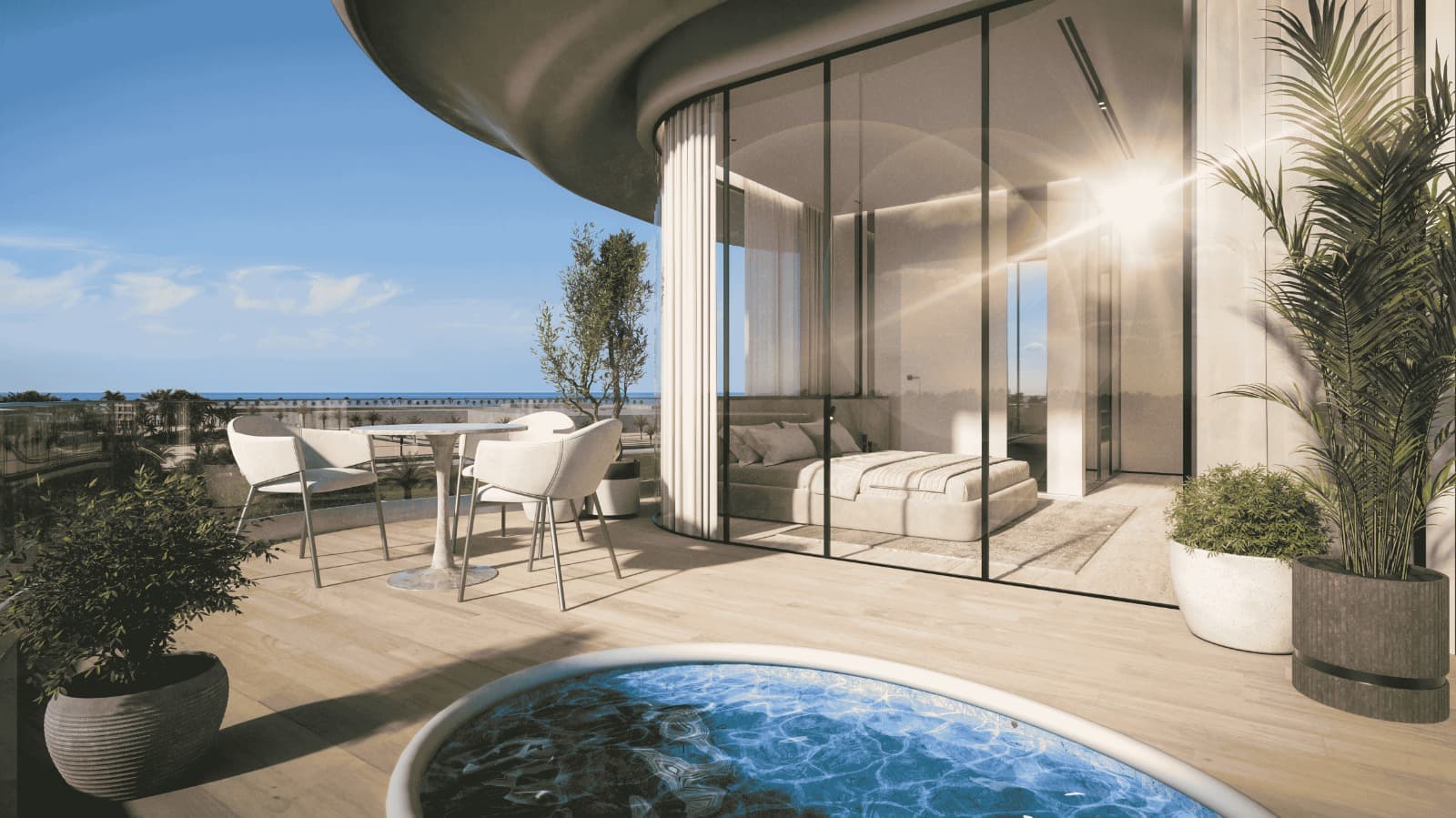 3 Bedroom Apartment living room at Agua with stylish decor