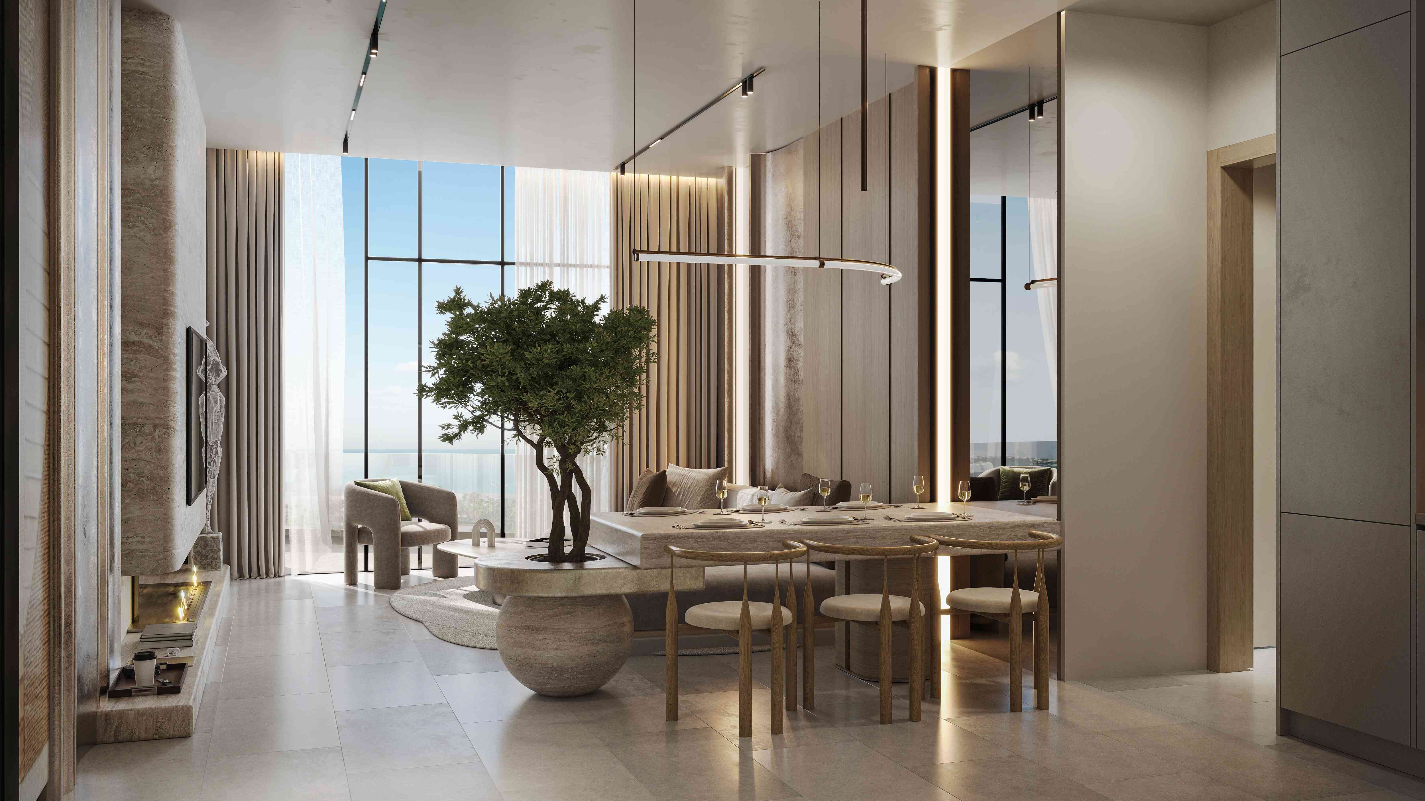 4 Bedroom Apartment living room at AGUA with stylish decor